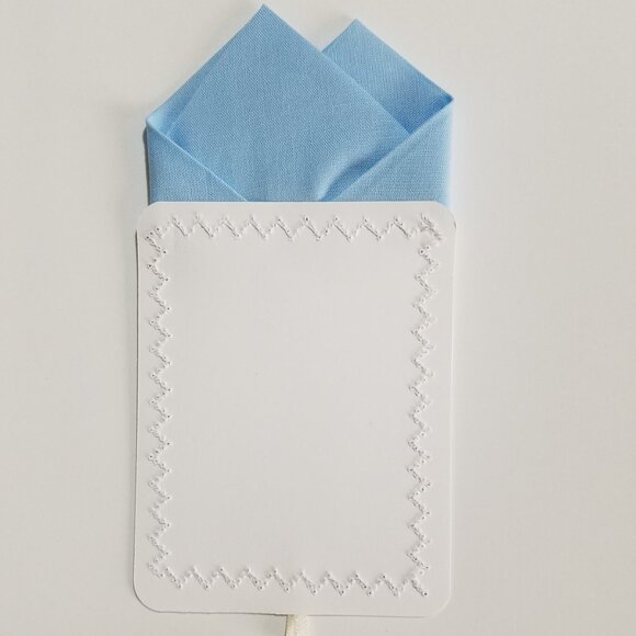 New - Light Blue Cotton Pre-Folded Pocket Square Handkerchief Insert - Picture 5 of 6